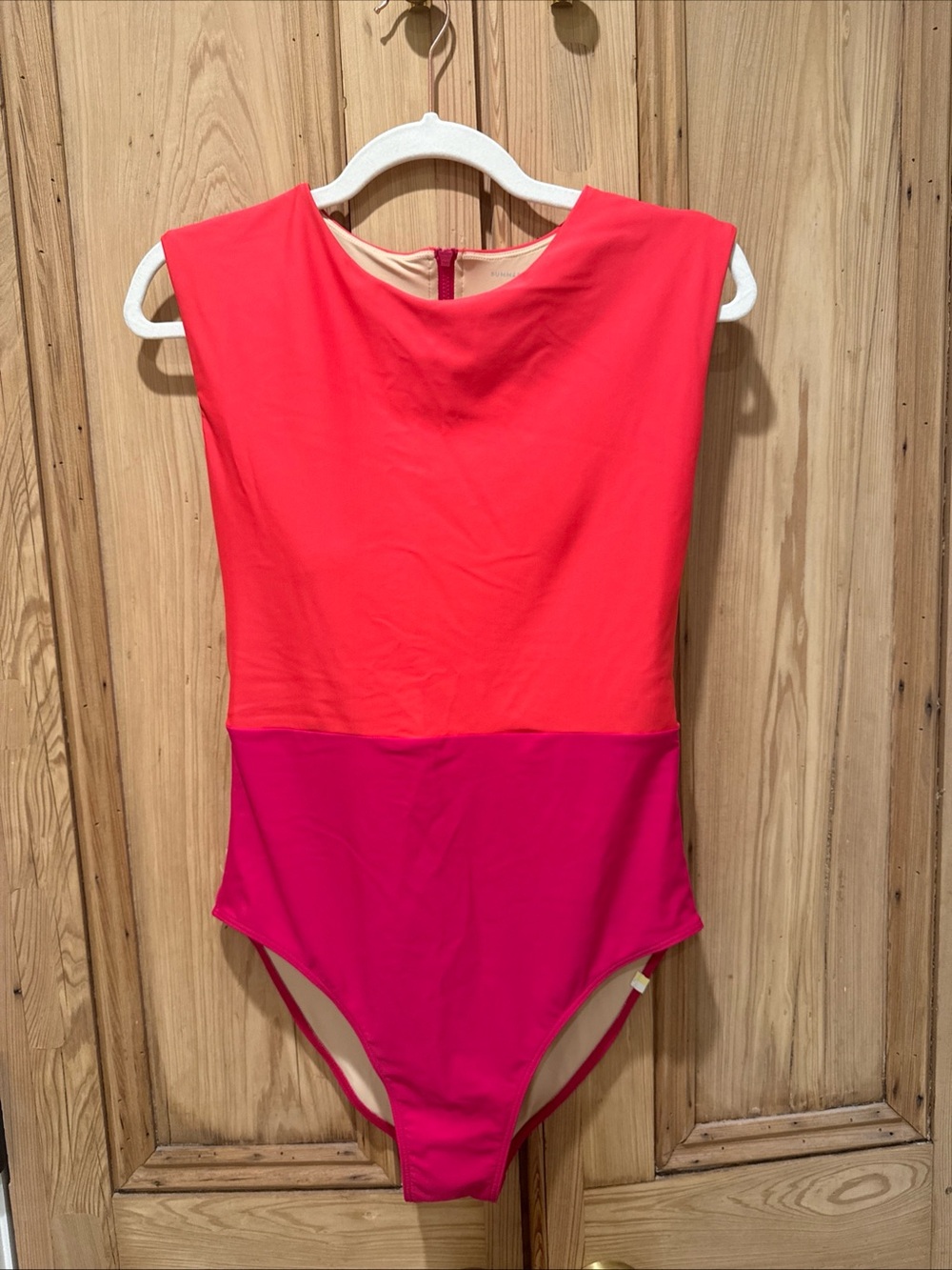 summersalt Colorblock One-Piece in Coral and Fuchsia